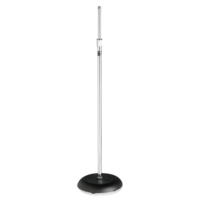 LOW-PROFILE MIC STAND CHROME (SILVER) TUBE WITH BLACK ROUND BASE