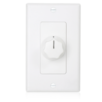 DELUXE DECORA PLATE MOUNTED 10W VOLUME CONTROL 3DB STEPS, WHITE & IVORY PLATES & KNOBS