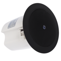 4" CEILING SPEAKER SYSTEM WITH 70V/100V 16W TRANSFORMER & 8OHM BYPASS - BLACK (PRICED EA, BOXED PR)