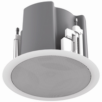 FAP43T-W WITH WHITE ROUND EDGELESS GRILLE (4.5" COAXIAL IN-CEILING SPEAKER WITH 32W 70V/100V TRANSF)