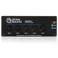 4 X 1 MIC/LINE MIXER WITH 4 BALANCED MIC/LINE INPUTS AND 4 PREAMPS WITH SWITCHABLE 24V PHANTOM POWER