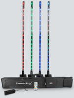 FREEDOM STICK PACK INCLUDES: 4 FREEDOM STICKS, 1 MULTI–CHARGER, 1 IRC-6 REMOTE AND 1 CARRYING BAG