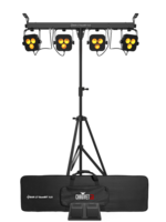 QUAD-COLOR RGBA PACKAGE HAS 4 ADJUSTABLE HEADS, BLUETOOTH CAPABLE, TRIPOD, CARRY BAG & FOOTSWITCH