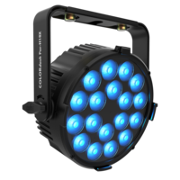 18 LEDS (HEX-COLOR RGBWAUV) PAR/WASH WITH OVER 5,700 LUMENS OF FLICKER-FREE OUTPUT / BLACK HOUSING