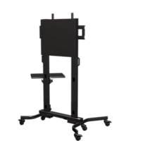 HEAVY DUTY MOBILE CART WITH SINGLE SIDE SHELF, BACK PLATE AND COVER FOR DISPLAYS LARGER THAN 60"