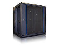 12U WALL MOUNTED RACK ENCLOSURE WITH HINGED BACK DOOR (19") / REVERSIBLE TEMPERED GLASS FRONT DOOR