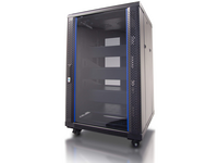 18RU FLOOR RACK ENCLOSURE: INCLUDES TEMPERED GLASS FRONT DOOR, DUAL VENTILATION FANS, 3X 2U SHLEVES