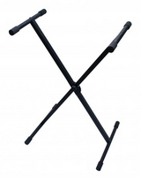 ROK-IT TUBULAR “X” STYLE KEYBOARD STAND. COMPACT DESIGN WITH 4 POSITION HEIGHT ADJUSTMENT.