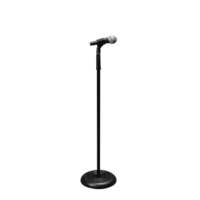 ROK-IT TUBULAR MICROPHONE STAND WITH 10” ROUND BASE AND EASY TWIST CLUTCH HEIGHT ADJUSTMENT.