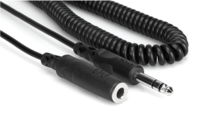 HEADPHONE EXTENSION CABLE  *COILED DESIGN* , 1/4 IN TRS TO 1/4 IN TRS, 25 FT