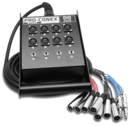 PRO-CONEX STAGE BOX SNAKE, HOSA 8 X XLR SENDS AND 4 X 1/4 IN TRS RETURNS, 100 FT