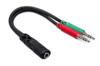 HOSA HEADSET/MIC BREAKOUT CABLE, 3.5 MM TRRSF TO DUAL 3.5 MM TRS