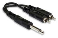 Y CABLE, 1/4 IN TS TO DUAL RCA