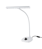 WHITE LED PIANO LAMP,3000K,12 LEDS,2500 LUX,VARIABLE DIMMER SWITCH,FLEXIBLE GOOSENECK (16.338" LONG)