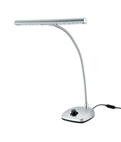 SILVER LED PIANO LAMP,3000K,12 LEDS,2500 LUX,VARIABLE DIMMER SWITCH,FLEXIBLE GOOSENECK(16.338" LONG)