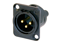 RECEPTACLE D SERIES 3 PIN MALE - SCREW TERMINAL - BLACK/GOLD, WIRE RANGE (AWG 26-20)