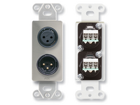 XLR 3-PIN FEMALE & 3-PIN MALE ON D PLATE - TERMINAL BLOCK CONNECTIONS - STAINLESS STEEL (CUSTOM LABE