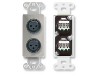 DUAL XLR 3-PIN FEMALE JACKS ON D PLATE - TERMINAL BLOCK CONNECTIONS - STAINLESS STEEL (CUSTOM LABELE