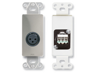 XLR 3-PIN FEMALE JACK ON D PLATE - TERMINAL BLOCK CONNECTIONS - STAINLESS STEEL (CUSTOM LABELED) (SE