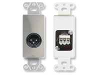 XLR 3-PIN MALE JACK ON D PLATE - TERMINAL BLOCK CONNECTIONS - STAINLESS STEEL