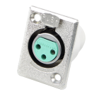 D Series 3 Pin XLR Female - Silver Pins / Nickel Finish