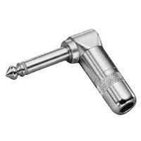 1/4" Mono 2 Conductor 90 Degree All Nickel Plated Metal Cable Mount Plug - Bulk