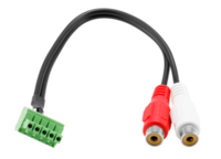 THE CC-3.5ST5-RCA2F IS A 6 INCH CABLE USED TO CONNECT 2 RCA FEMALE TO A 5-PIN MINI-PHOENIX CONNECTOR