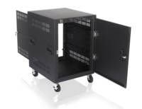 25" DEEP, 14RU MOBILE EQUIPMENT RACK INCLUDES: CASTERS, SIDE HANDLES, AND SOLID DOORS