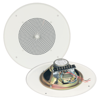 8" SPEAKER 70V WITH BRIGHT WHITE GRILLE, VOLUME CONTROL KNOB