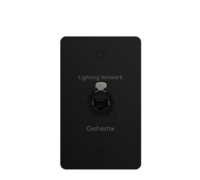 GENETIX NETWORK PASS THROUGH WALL PLATE US, LOCKING RJ45 CAT6A CONNECTOR, BLACK FACEPLATE