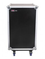 ATA WOOD FLIGHT POP-UP CONSOLE RACK CASE; 10U TOP; 12U BOTTOM; W/ CASTERS