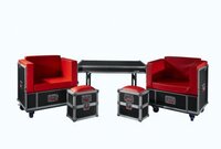 G-TOUR ROAD CASE FURNITURE SET WITH 2 CHAIRS, 2 OTTOMANS & TABLE-TRANSFORMS INTO ITS OWN SHIP CASE