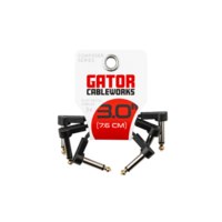 3 INCH FLAT PATCH CABLE WITH 24K GOLD-PLATED TIP AND LOW-PROFILE 1/4" RIGHT ANGLE CONNECTORS- 3 PACK
