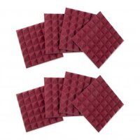 EIGHT (8) PACK OF 2”-THICK ACOUSTIC FOAM PYRAMID PANELS 12”X12” – BURGUNDY COLOR
