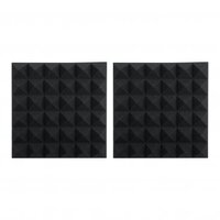 PAIR OF 2”-THICK ACOUSTIC FOAM PYRAMID PANELS 12”X12” – CHARCOAL COLOR