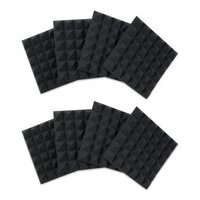 EIGHT (8) PACK OF 2”-THICK ACOUSTIC FOAM PYRAMID PANELS 12”X12” – CHARCOAL COLOR