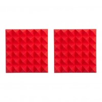 PAIR OF 2”-THICK ACOUSTIC FOAM PYRAMID PANELS 12”X12” – RED COLOR
