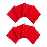 EIGHT (8) PACK OF 2”-THICK ACOUSTIC FOAM PYRAMID PANELS 12”X12” – RED COLOR