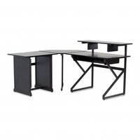CONTENT CREATOR FURNITURE SERIES DESK SET, BLACK-MAIN DESK, CORNER SECTION & 12U STUDIO RACK TABLE