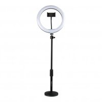 10-INCH LED DESKTOP RING LIGHT STAND WITH PHONE HOLDER AND COMPACT WEIGHTED BASE