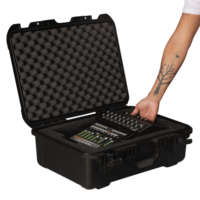 BLACK WATERPROOF INJECTION MOLDED CASE, WITH CUSTOM FOAM INSERT FOR MACKIE DL1608 MIXING CONSOLE