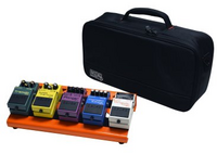 BRITISH ORANGE SMALL ALUMINUM PEDAL BOARD WITH GATOR CARRY BAG AND BOTTOM MOUNTING POWER SUPPLY