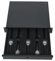 GATOR RACKWORKS RACK DRAWER; 14.2" DEEP; LOCKABLE; INTERIOR HAS INSERT FOR 10 MICROPHONES; 2U
