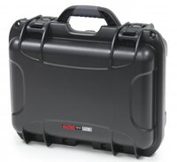 BLACK WATERPROOF INJECTION MOLDED CASE WITH INTERIOR DIMENSIONS OF 13.8" X 9.3" X 6.2". NO FOAM