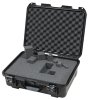 BLACK WATERPROOF INJECTION MOLDED CASE WITH INTERIOR DIMENSIONS OF 18" X 13" X 6.9". DICED FOAM