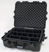 BLACK WATERPROOF INJECTION MOLDED CASE WITH INTERNAL DIVIDER SYSTEM, INTERIOR DIMS 22" X 17" X 8.2"