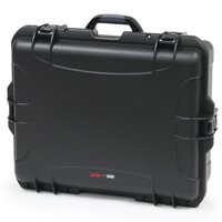 BLACK WATERPROOF INJECTION MOLDED CASE WITH INTERIOR DIMENSIONS OF 22" X 17" X 8.2". DICED FOAM