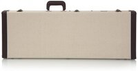 DELUXE WOOD CASE FOR STANDARD ELECTRIC GUITARS; JOURNEYMAN BURLAP EXTERIOR