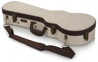 DELUXE WOOD CASE FOR CONCERT STYLE UKULELE; JOURNEYMAN BURLAP EXTERIOR