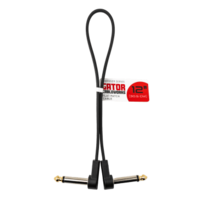 12 Inch Flat Patch Cable with 24K Gold-Plated Tip and Low-Profile 1/4" Right Angle Connectors